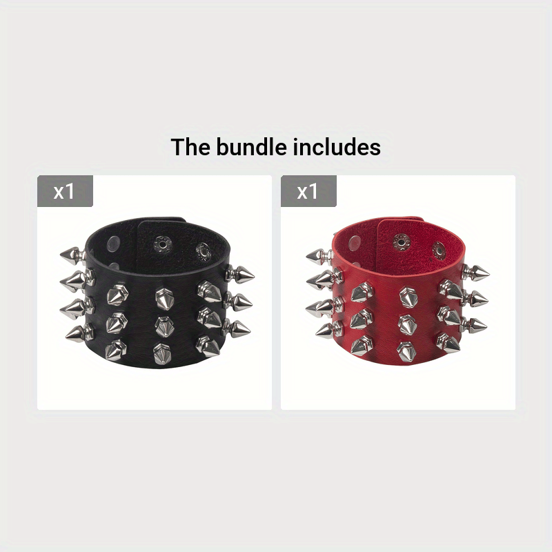 1pc Rivet Punk Style PU Leather Bangle, Bracelet For Men Women