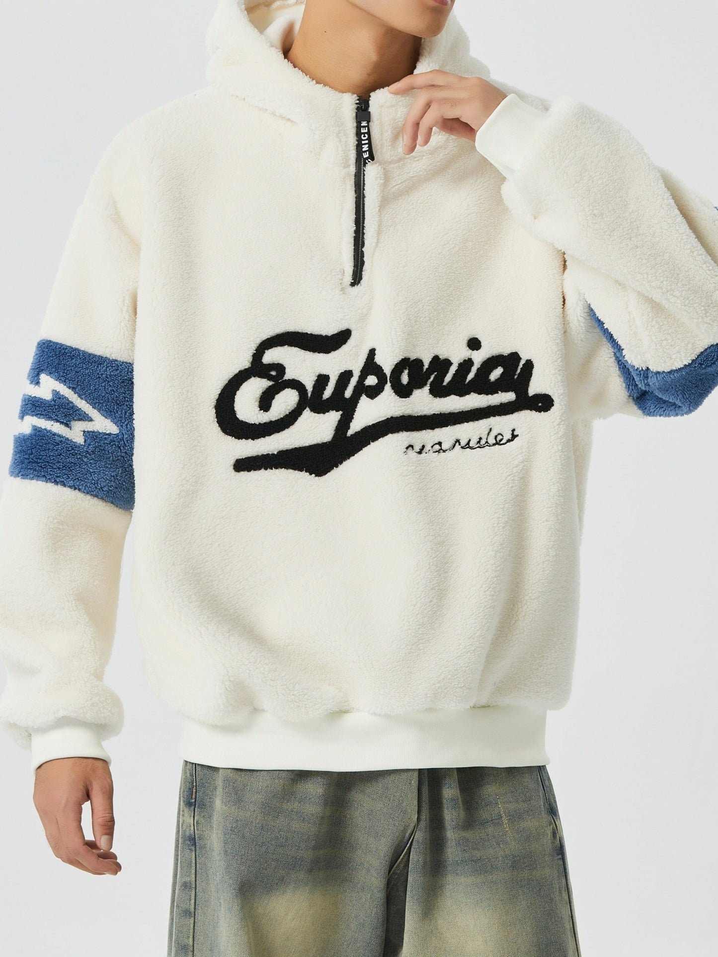 Men's Fashion Casual Hoodie – Letters Embroidered Fleece-Lined Hooded Pullover