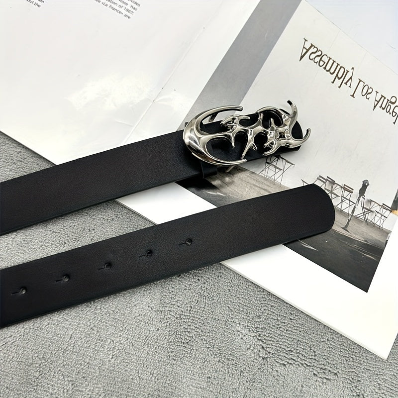 Y2K-Inspired Punk Hollow Faux Leather Belt for Men - Trendy Accessory with Unique Alloy Buckle, Perfect Gift Idea