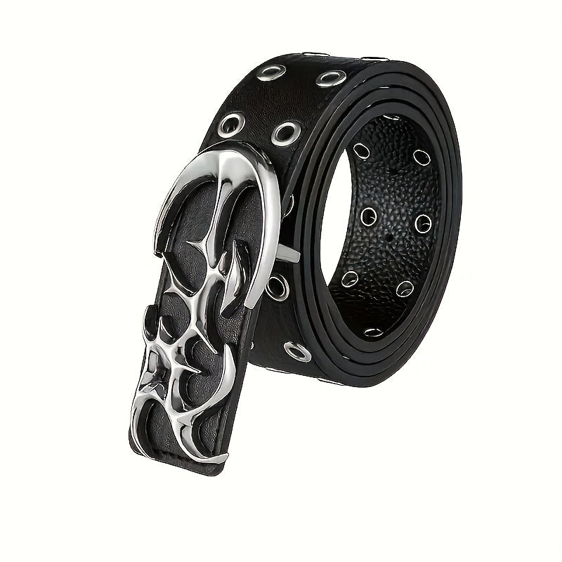 Y2K-Inspired Punk Hollow Faux Leather Belt for Men - Trendy Accessory with Unique Alloy Buckle, Perfect Gift Idea