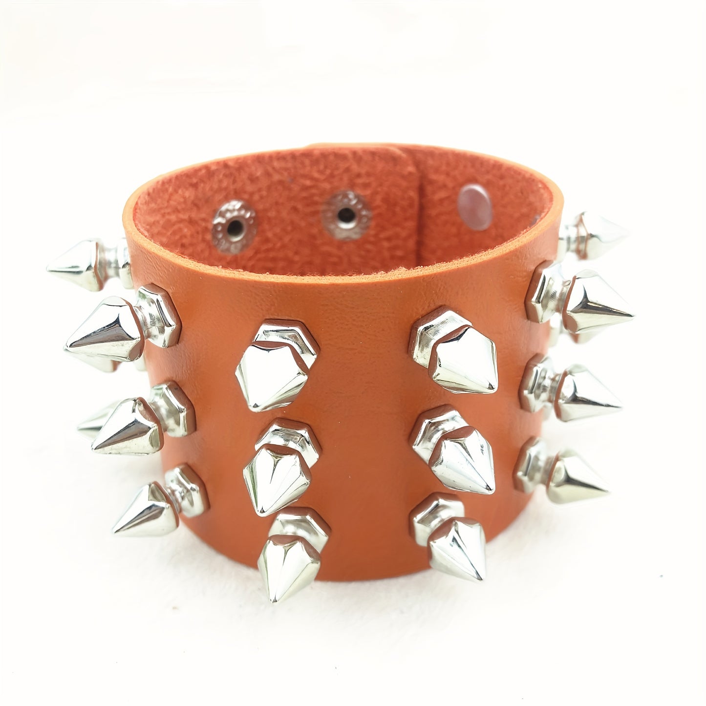 1pc Rivet Punk Style PU Leather Bangle, Bracelet For Men Women