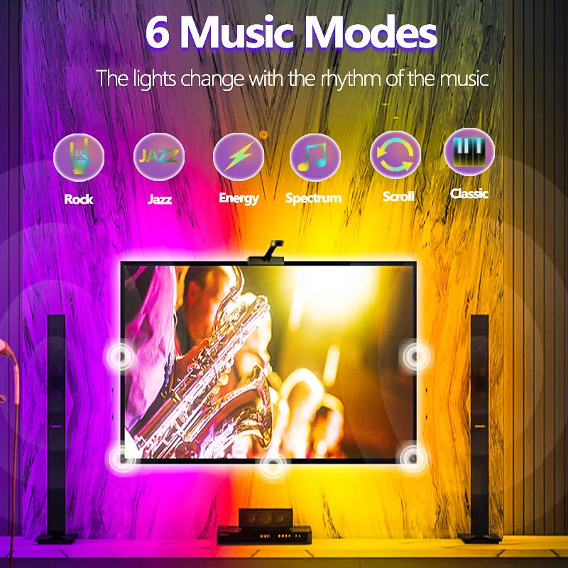 RGBIC LED Light Strip Camera TV Screen Synchronization APP Music Synchronization Game Bedroom TV Background Ambient Light