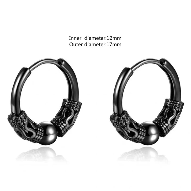 Gothic Full Skull Hoop Earrings Ghost Head Hypoallergenic Earrings Men's Cool Punk Rock Trend Jewelry