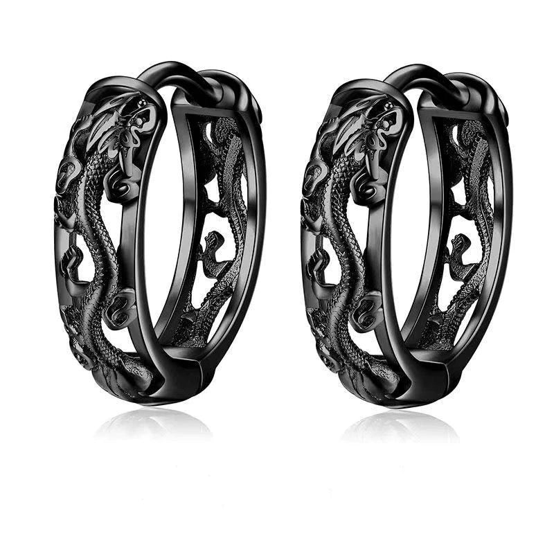 Gothic Full Skull Hoop Earrings Ghost Head Hypoallergenic Earrings Men's Cool Punk Rock Trend Jewelry