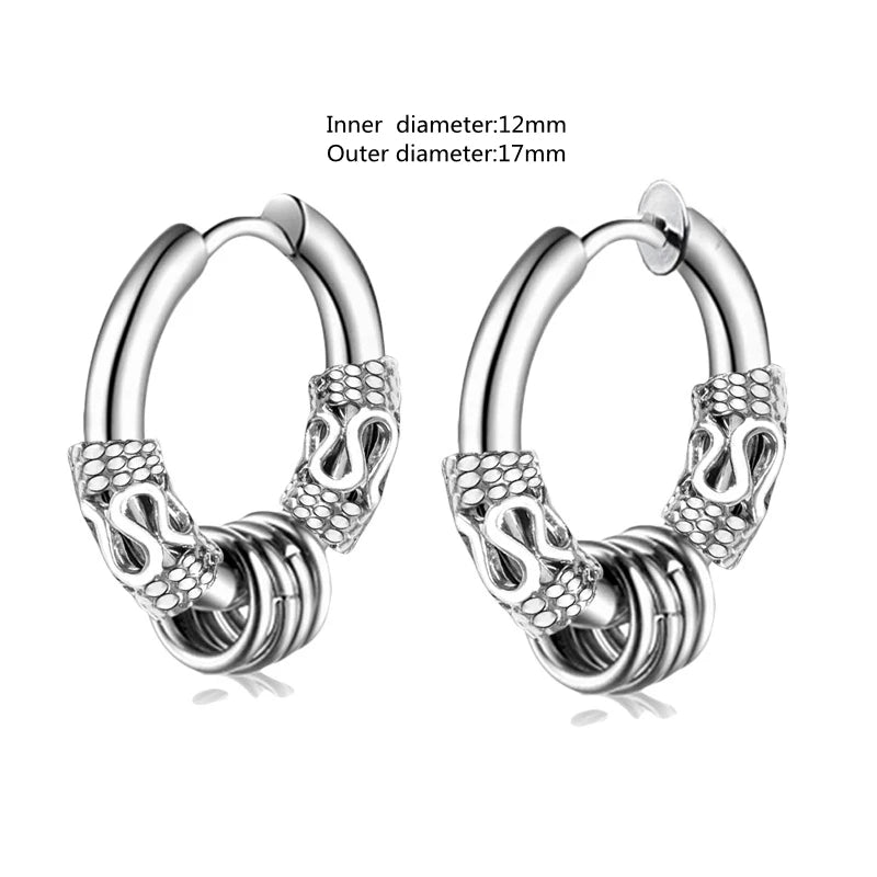 Gothic Full Skull Hoop Earrings Ghost Head Hypoallergenic Earrings Men's Cool Punk Rock Trend Jewelry