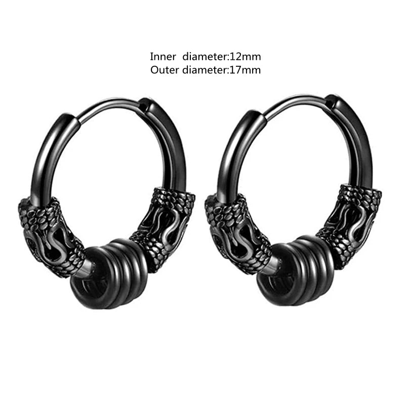 Gothic Full Skull Hoop Earrings Ghost Head Hypoallergenic Earrings Men's Cool Punk Rock Trend Jewelry