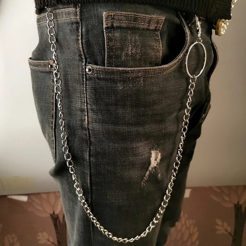 1/2/3 Layer Long Metal Belt Chain Rock Punk Hook Trousers Pant Waist Link Metal Wallet Chain Keychain Ring Clip