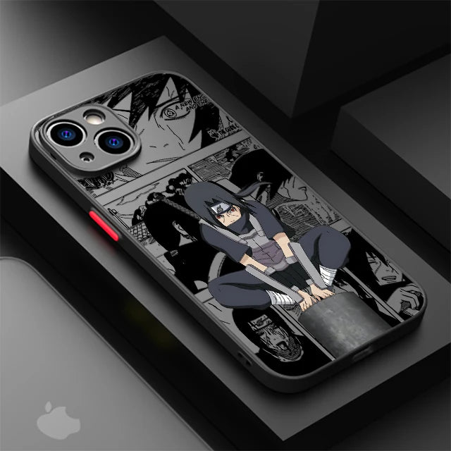 Narutos-ITACHIs Case For Apple iPhone 15 11 14 13 12 Pro 7 XR X XS Max 8 Plus 6 6S SE 2022 15Pro Black Matte Phone Funda