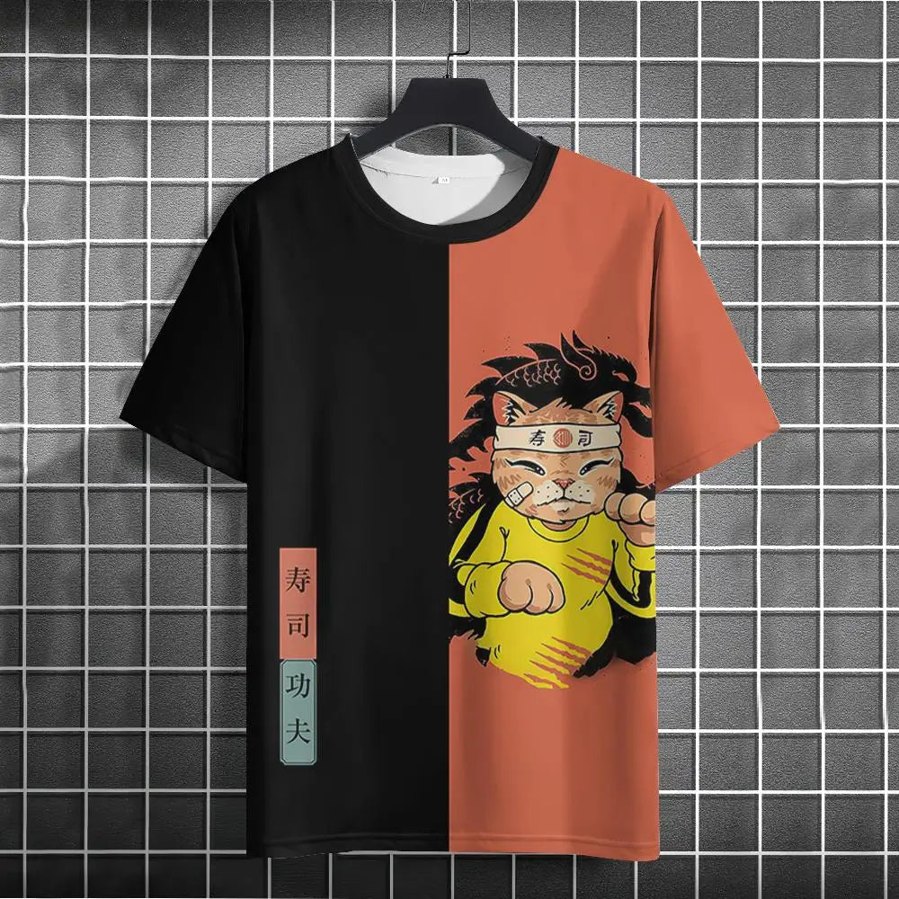 Unisex 2024 T Shirt Men Women Japanese Samurai Cat 3d Printed T Shirts For Casual Fashion Funny Shirt Top Tee Men Clothing