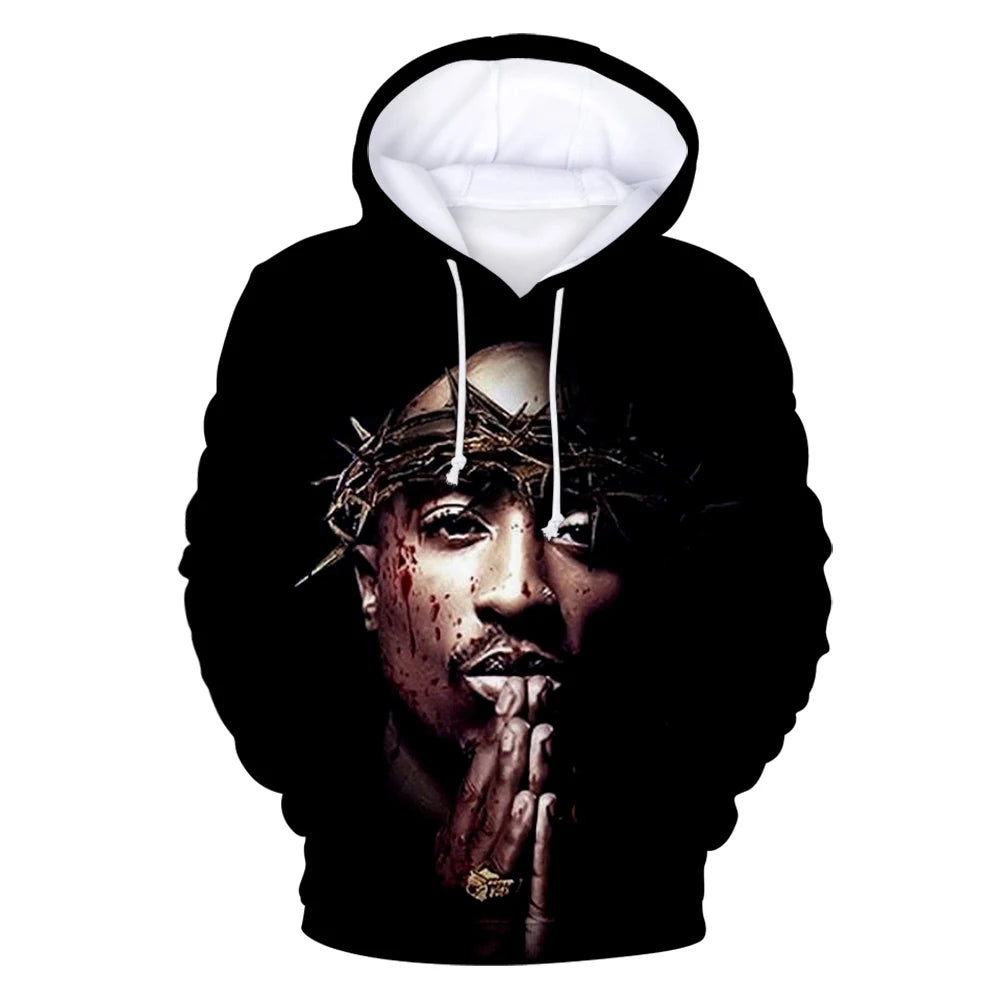 2PAC Hoodies Rapper Tupac 3D Print Tracksuit Men Women Fashion Hip Hop Oversized Sweatshirts Hoodie Male Pullovers Man Clothing