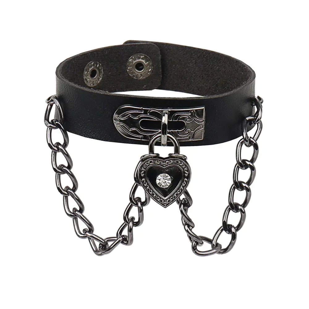 Punk Hip Hop Rock PU Leather Bracelet Unisex Trendy Chain Skull Pentagram Rivet Bracelet Party Jewelry Accessories