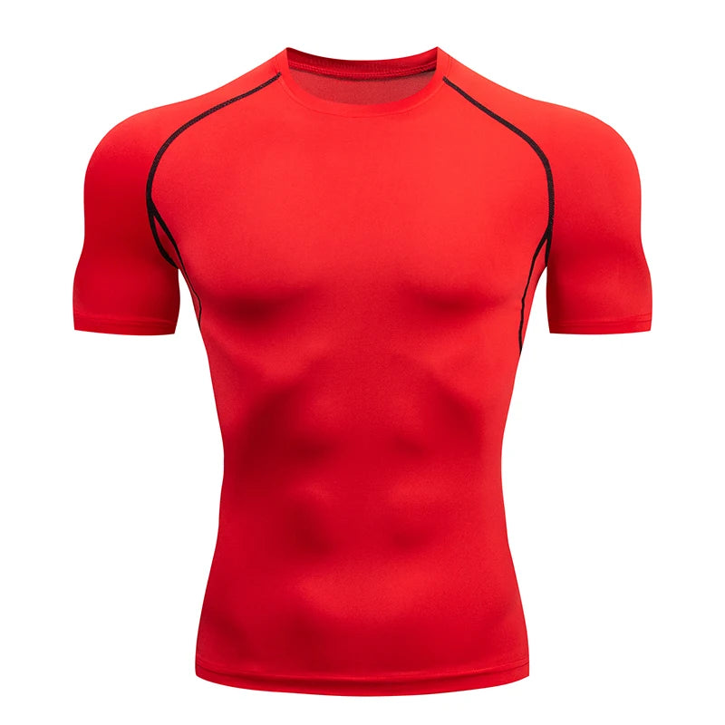 Compression T Shirt Men Summer Sportswear Running T-shirt Elastic Quick Dry Sport Tops Tee Athletic Gym Workout Shirts Men 2024