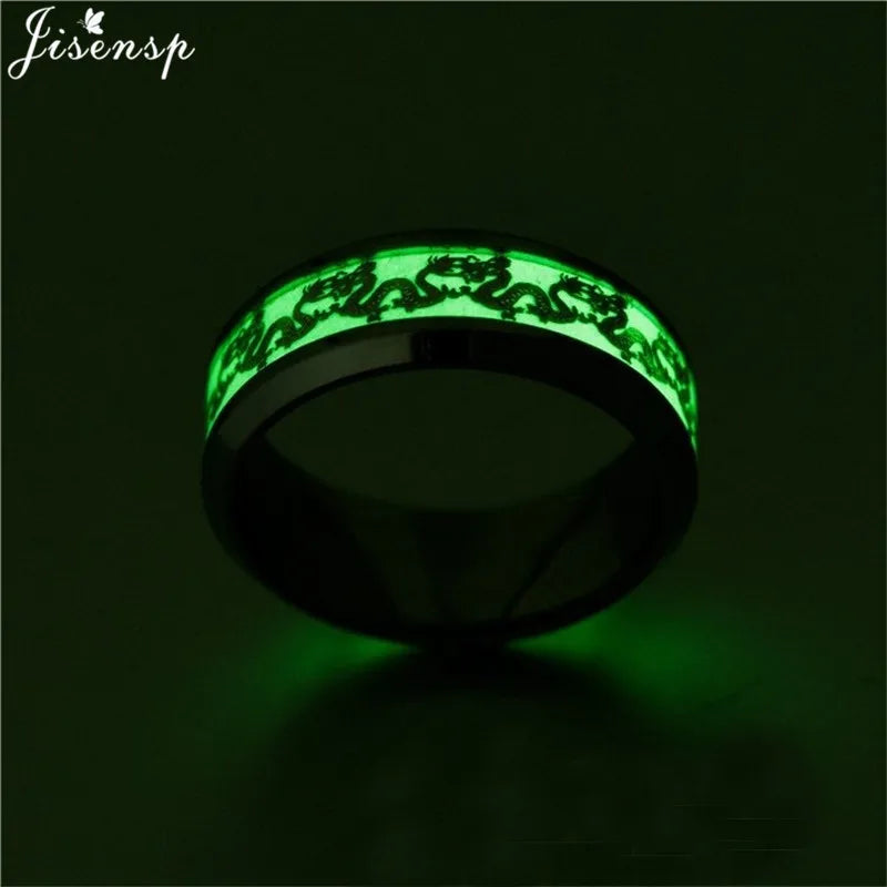 2024 Stainless Steel Glowing In Dark Heart Finger Rings for Men Women Punk Music Dragon Luminous Ring Couple Jewelry Anel