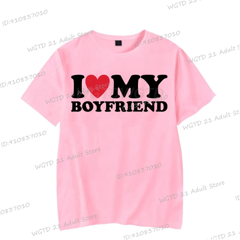 I Love My Boyfriend Women T-shirts I Love My Girlfriend Printed Men T Shirt Funny Letter Graphics Short Sleeve Couple Tshirts