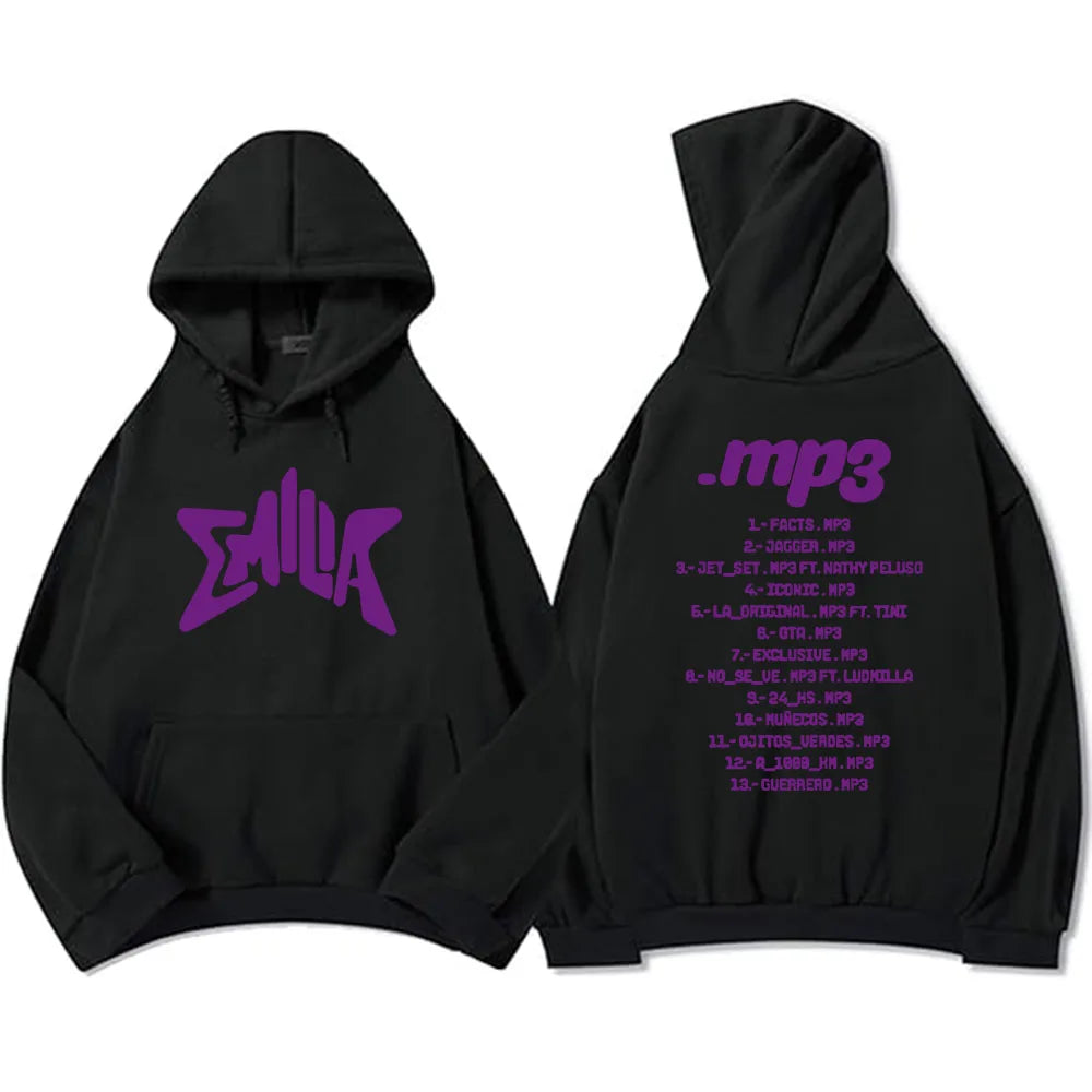 Streetwear Album MP3 Emilia Mernes Hoodies Hip Hop Men Hooded Sweatshirts Sudaderas Hombre Comfortable Long Sleeve Clothes Mens