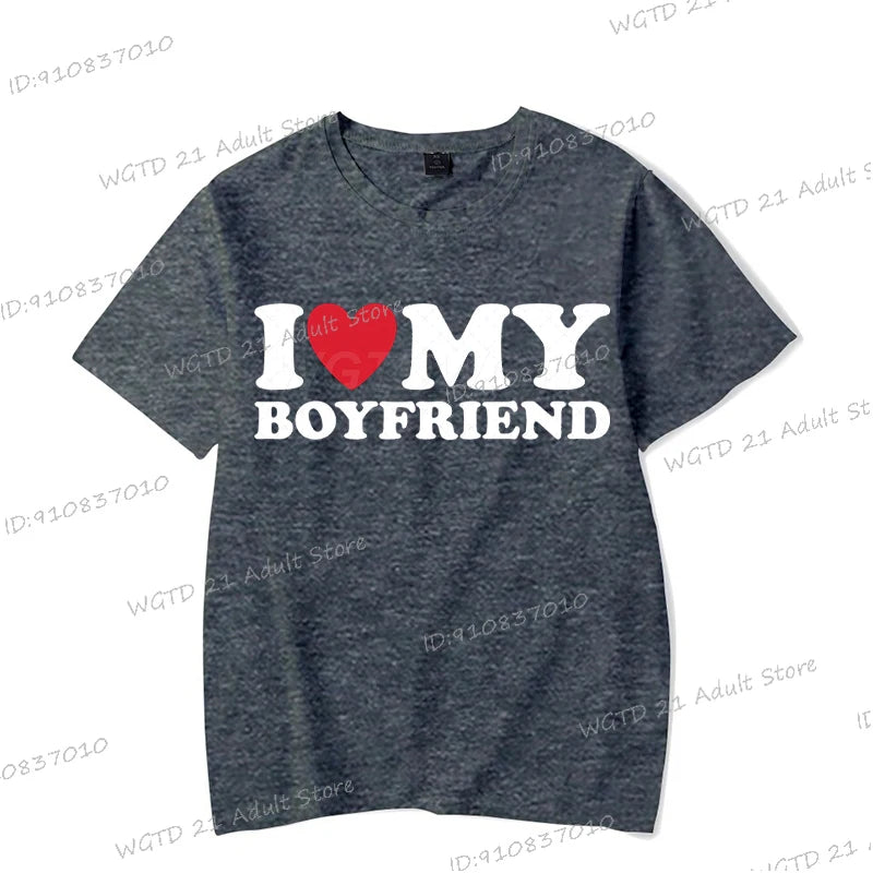 I Love My Boyfriend Women T-shirts I Love My Girlfriend Printed Men T Shirt Funny Letter Graphics Short Sleeve Couple Tshirts