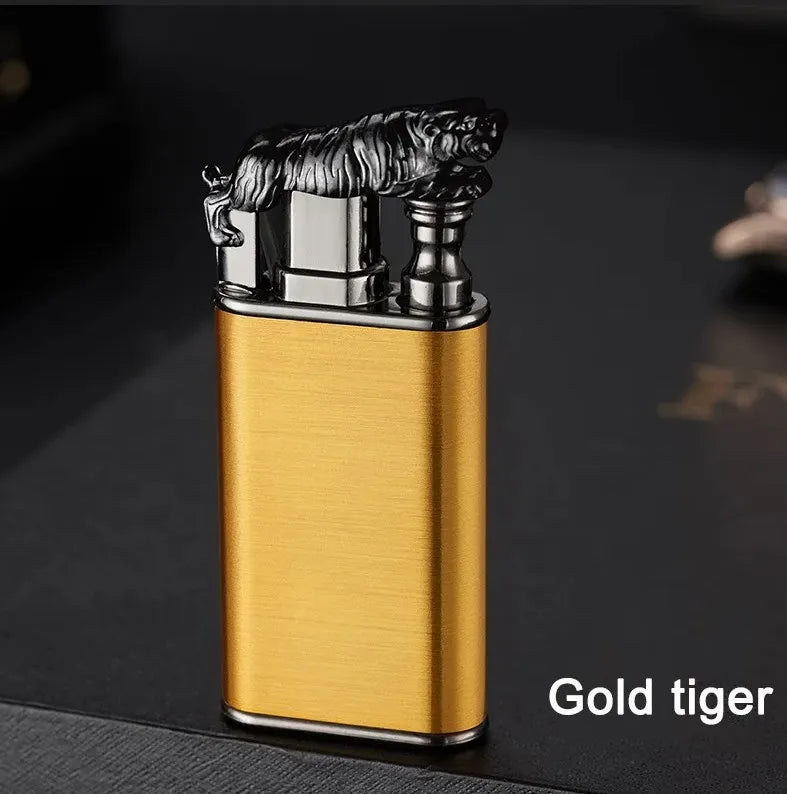 New Windproof Double Flame Cigar Torch Lighter Dragon Tiger Crocodile Dolphin Glow Lighter Luminous