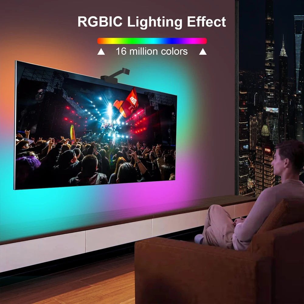 RGBIC LED Light Strip Camera TV Screen Synchronization APP Music Synchronization Game Bedroom TV Background Ambient Light