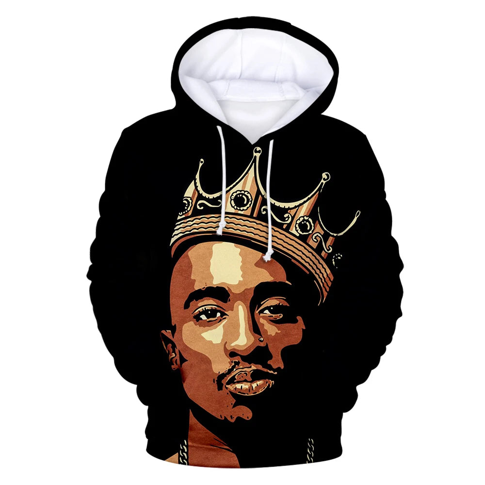 2PAC Hoodies Rapper Tupac 3D Print Tracksuit Men Women Fashion Hip Hop Oversized Sweatshirts Hoodie Male Pullovers Man Clothing