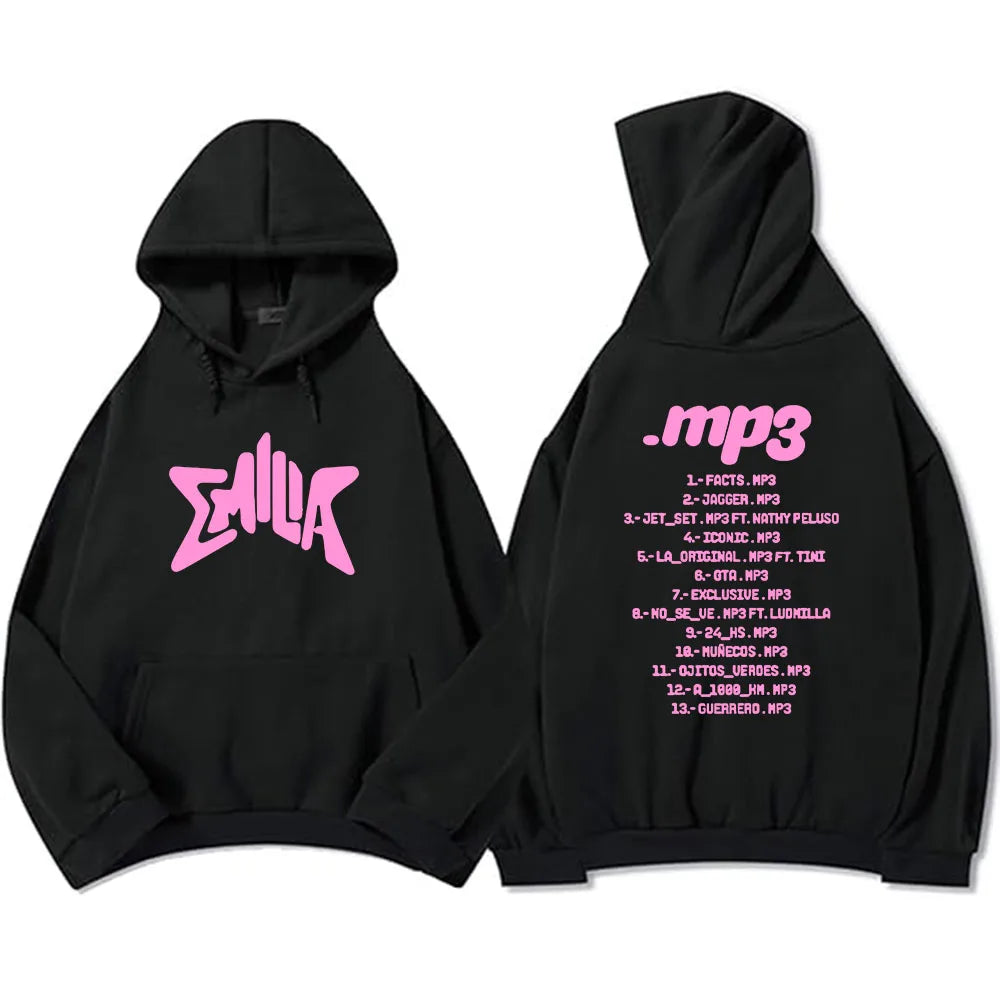 Streetwear Album MP3 Emilia Mernes Hoodies Hip Hop Men Hooded Sweatshirts Sudaderas Hombre Comfortable Long Sleeve Clothes Mens