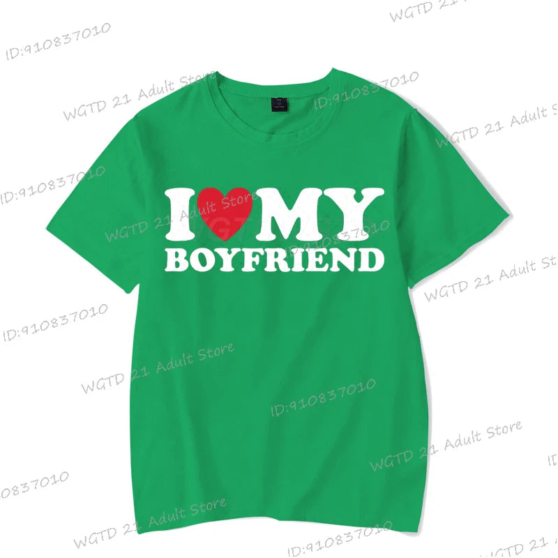 I Love My Boyfriend Women T-shirts I Love My Girlfriend Printed Men T Shirt Funny Letter Graphics Short Sleeve Couple Tshirts