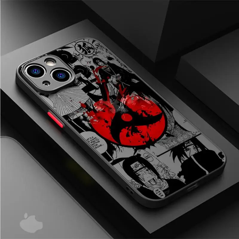 Narutos-ITACHIs Case For Apple iPhone 15 11 14 13 12 Pro 7 XR X XS Max 8 Plus 6 6S SE 2022 15Pro Black Matte Phone Funda