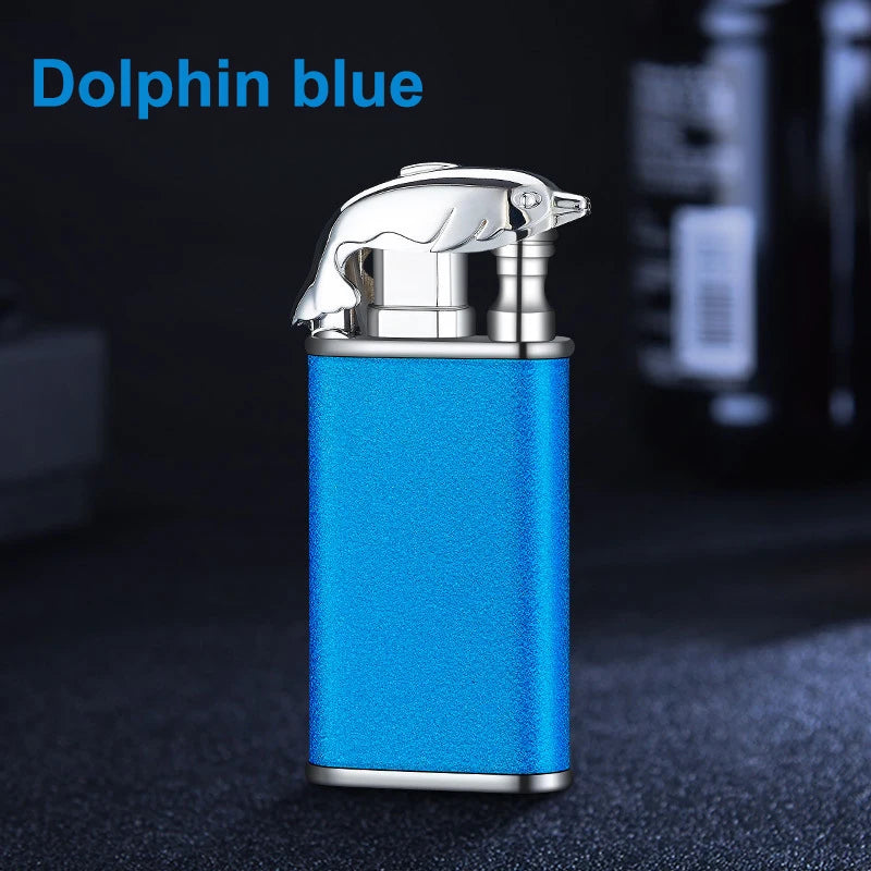 New Windproof Double Flame Cigar Torch Lighter Dragon Tiger Crocodile Dolphin Glow Lighter Luminous