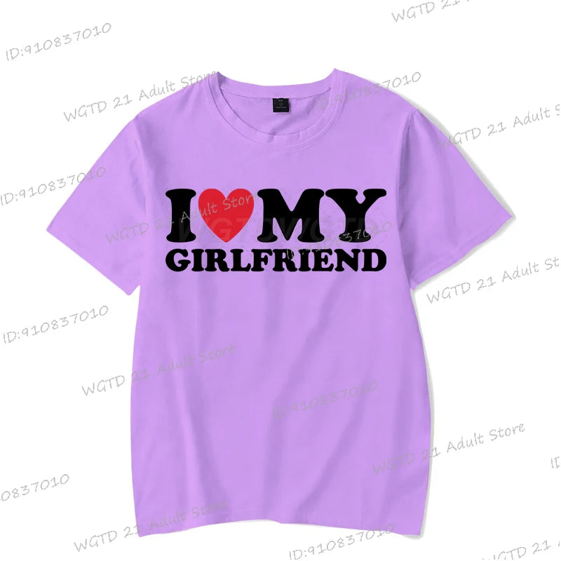 I Love My Boyfriend Women T-shirts I Love My Girlfriend Printed Men T Shirt Funny Letter Graphics Short Sleeve Couple Tshirts