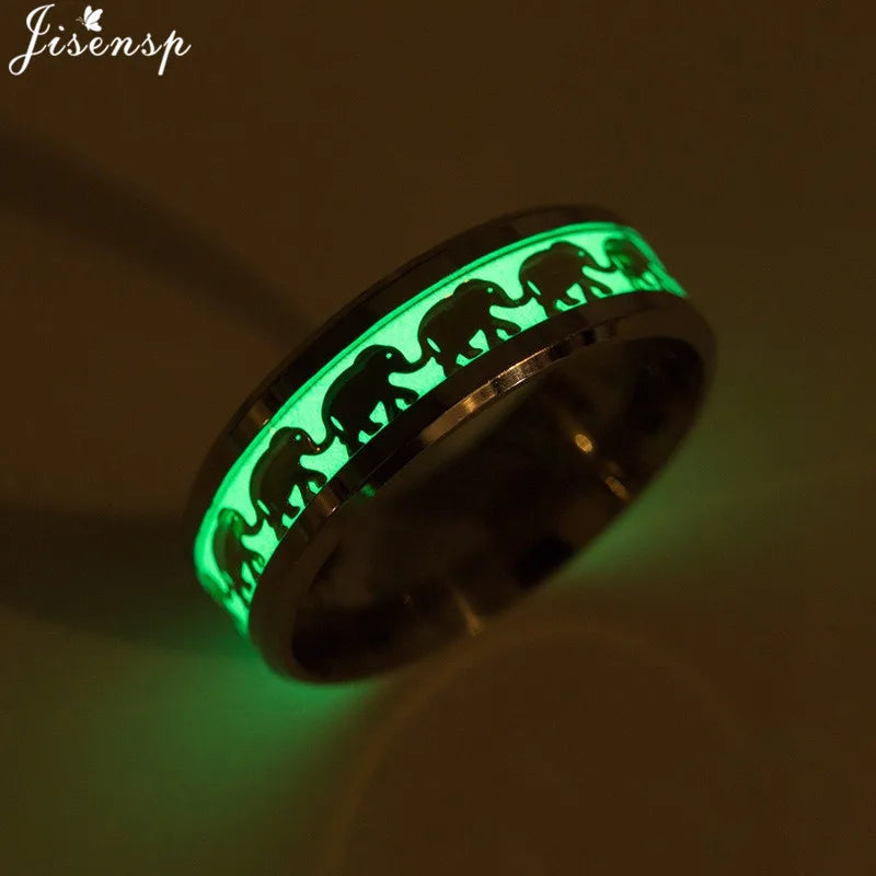 2024 Stainless Steel Glowing In Dark Heart Finger Rings for Men Women Punk Music Dragon Luminous Ring Couple Jewelry Anel