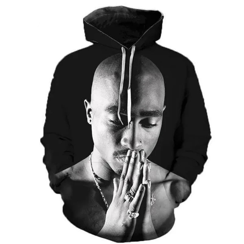 2PAC Hoodies Rapper Tupac 3D Print Tracksuit Men Women Fashion Hip Hop Oversized Sweatshirts Hoodie Male Pullovers Man Clothing