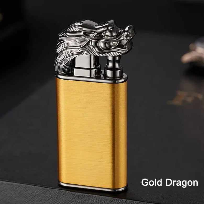 New Windproof Double Flame Cigar Torch Lighter Dragon Tiger Crocodile Dolphin Glow Lighter Luminous