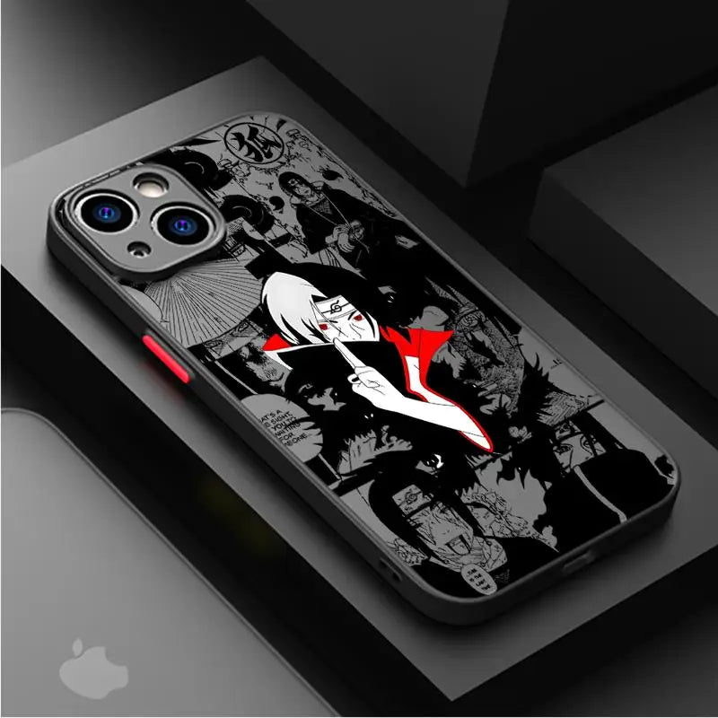 Narutos-ITACHIs Case For Apple iPhone 15 11 14 13 12 Pro 7 XR X XS Max 8 Plus 6 6S SE 2022 15Pro Black Matte Phone Funda