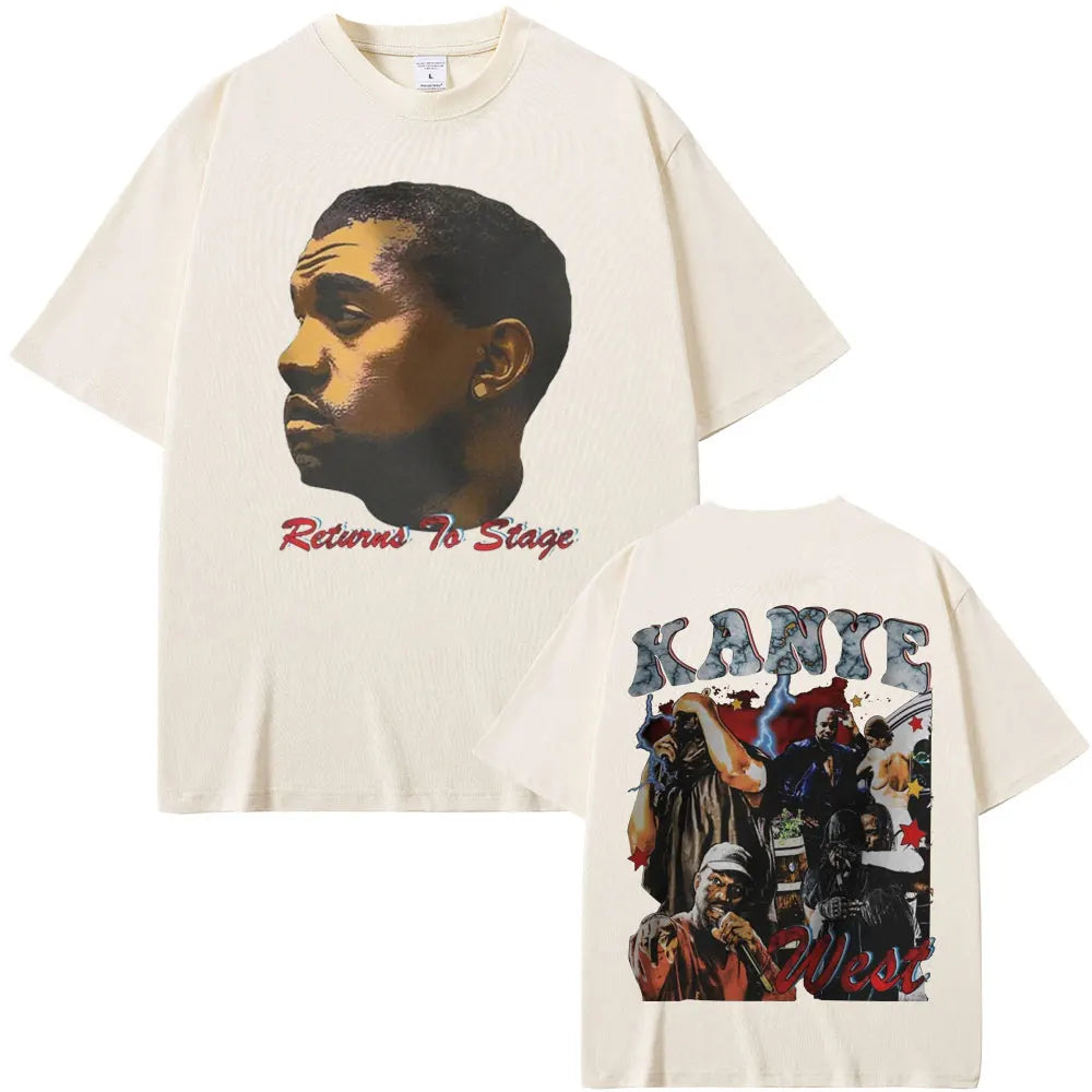 Rapper Kanye West Graduation Bear Double Sided Print T Shirt Men Women Fashion Hip Hop Oversized T-shirt Men's Cotton T-shirts