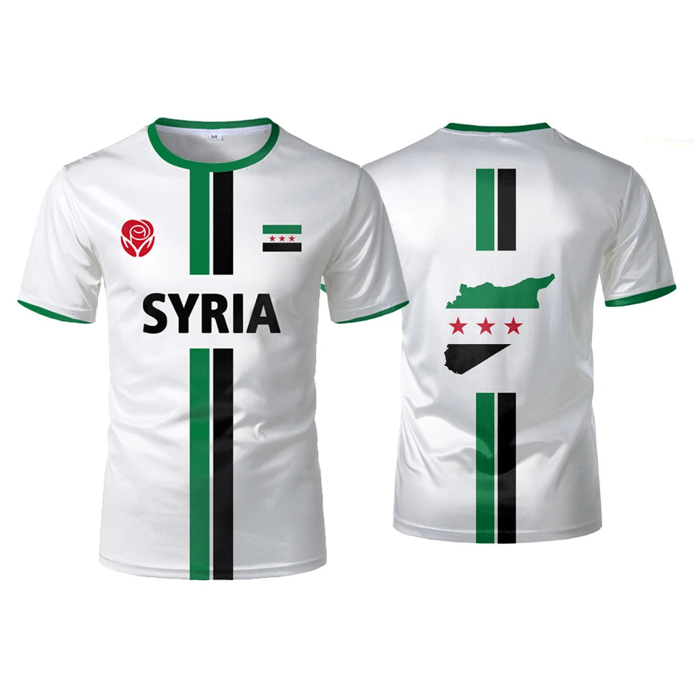 New Syria Football Jersey Men's Sports T-shirts Syrian Flag Street Oversized Tops Unisex Casual Graphic T-shirts Mens Gifts