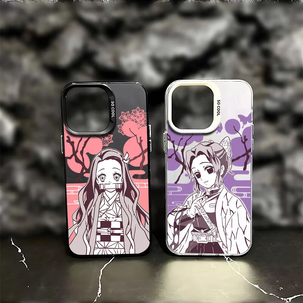 Anime Demons Slayers Phone Case For iPhone 16 15 14 13 12 11 Pro Max X XR XSMAX 8 7 Plus Candy Matte Shockproof Back Cover