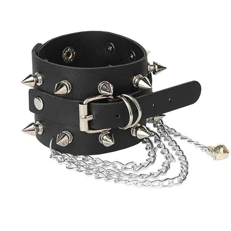 Punk Hip Hop Rock PU Leather Bracelet Unisex Trendy Chain Skull Pentagram Rivet Bracelet Party Jewelry Accessories