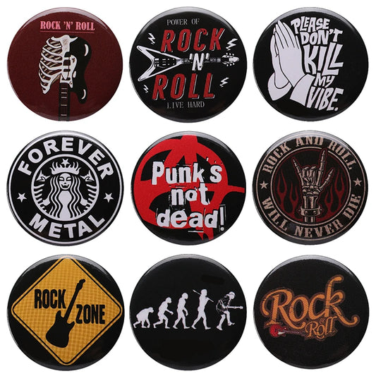 Rock n Roll Tinplate Pin Punk Is Not Dead Forever Mental Head Band Brooch 44mm Button Badge Punk Music Jewelry Gift for Fans