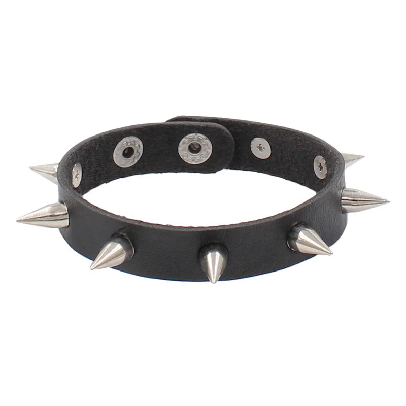 2024 Punk Skull Star Bracelet Personality PU Leather Three Rows Spikes Square Stud Bracelets Bangle For Women Man