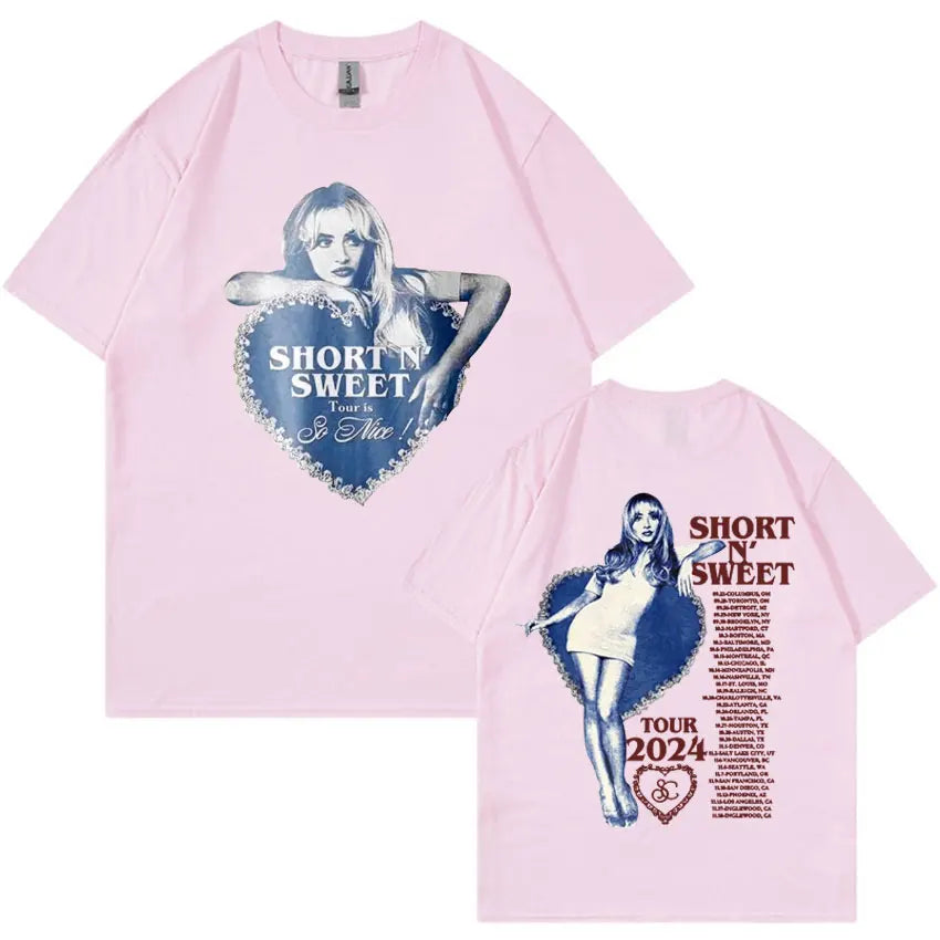 Sabrina Carpenter Short N' Sweet Tour 2024 Graphic T Shirt Men's Women's Clothing Fashion Aesthetics Harajuku Streetwear T-shirt