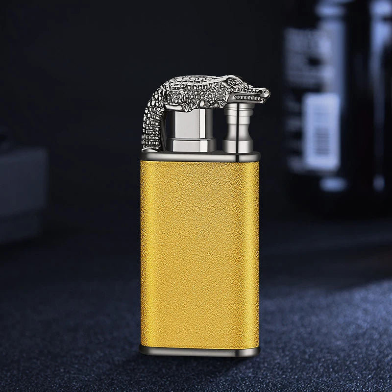 New Windproof Double Flame Cigar Torch Lighter Dragon Tiger Crocodile Dolphin Glow Lighter Luminous