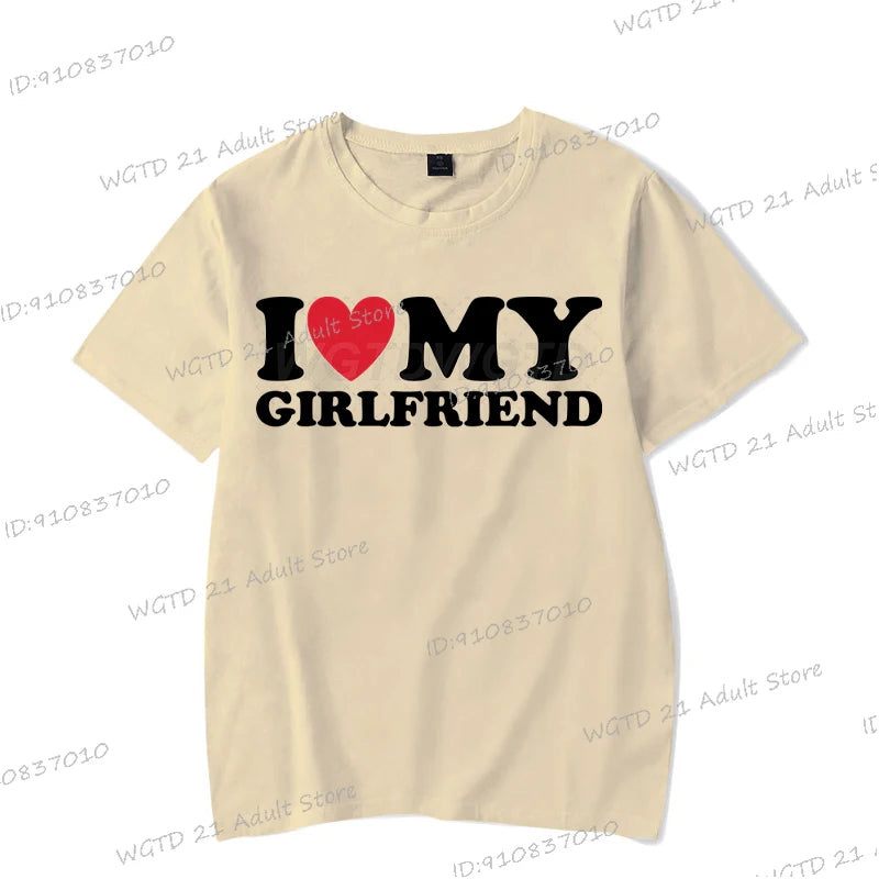 I Love My Boyfriend Women T-shirts I Love My Girlfriend Printed Men T Shirt Funny Letter Graphics Short Sleeve Couple Tshirts