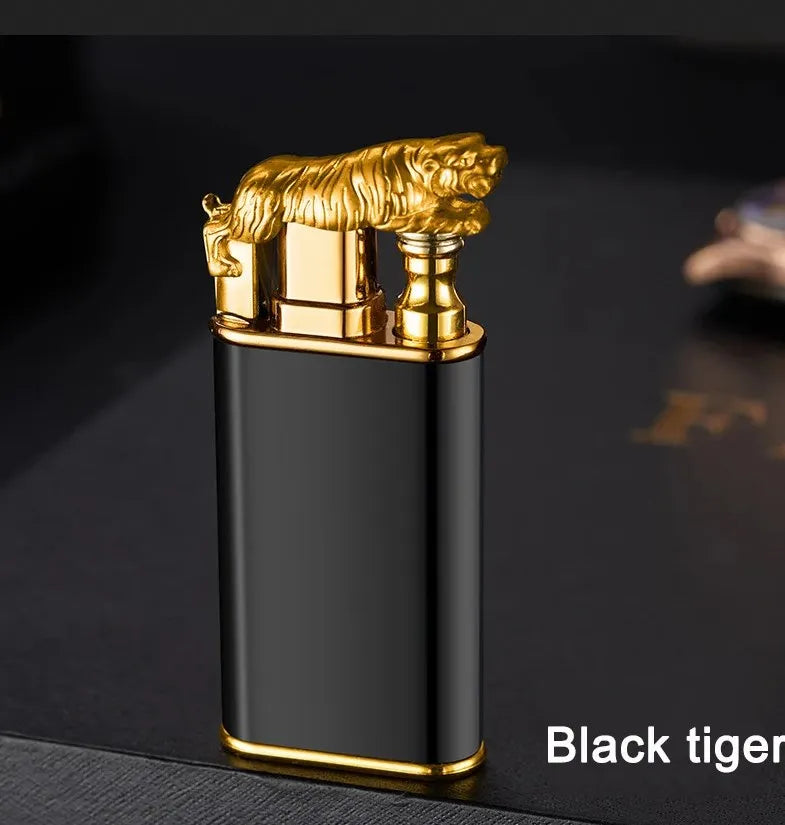 New Windproof Double Flame Cigar Torch Lighter Dragon Tiger Crocodile Dolphin Glow Lighter Luminous