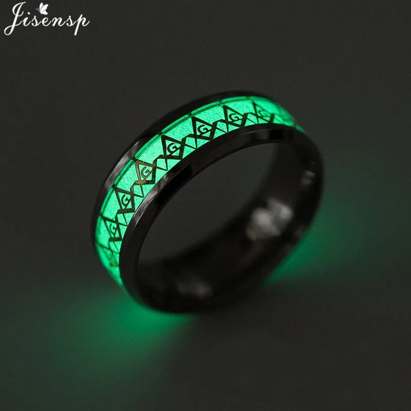 2024 Stainless Steel Glowing In Dark Heart Finger Rings for Men Women Punk Music Dragon Luminous Ring Couple Jewelry Anel