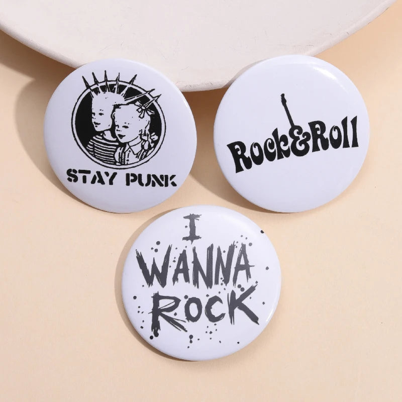 Rock n Roll Tinplate Pin Punk Is Not Dead Forever Mental Head Band Brooch 44mm Button Badge Punk Music Jewelry Gift for Fans