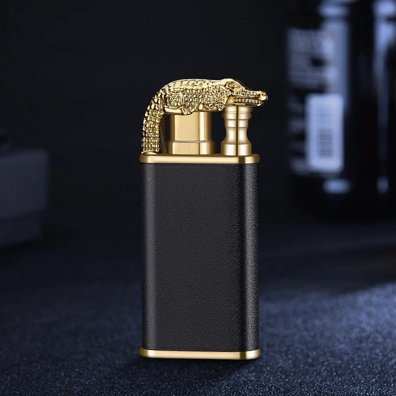 New Windproof Double Flame Cigar Torch Lighter Dragon Tiger Crocodile Dolphin Glow Lighter Luminous