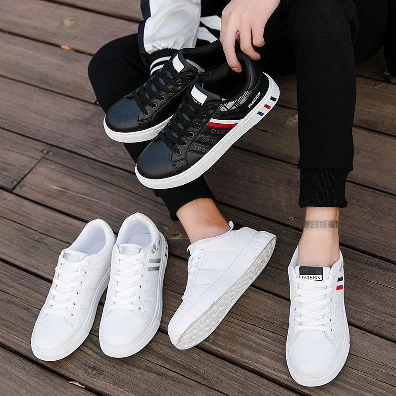 2024 Mens Casual Sneakers New Fashion Lace-up White Shoes Student Comfort Sports Plus Size Vulcanized Shoes Zapatillas De Hombre