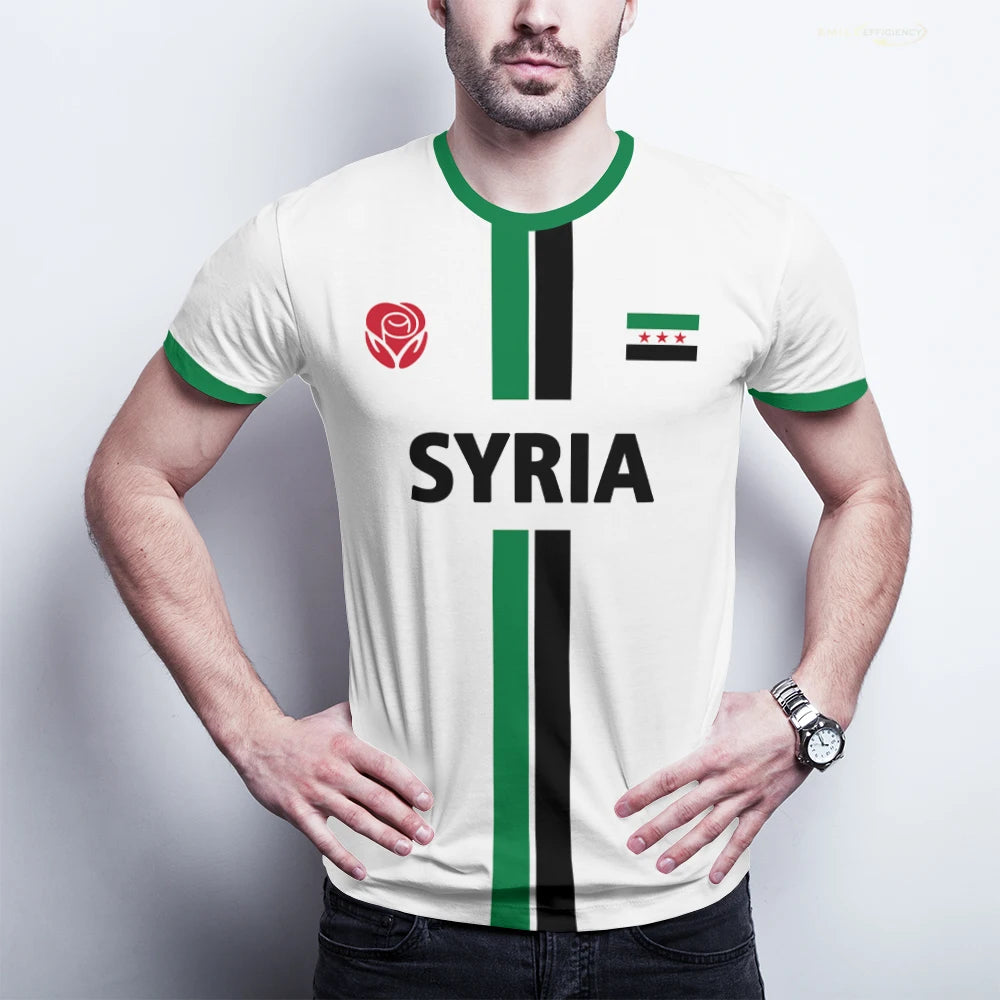 New Syria Football Jersey Men's Sports T-shirts Syrian Flag Street Oversized Tops Unisex Casual Graphic T-shirts Mens Gifts