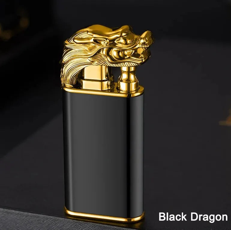 New Windproof Double Flame Cigar Torch Lighter Dragon Tiger Crocodile Dolphin Glow Lighter Luminous