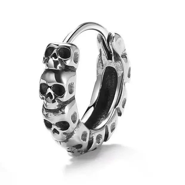 Gothic Full Skull Hoop Earrings Ghost Head Hypoallergenic Earrings Men's Cool Punk Rock Trend Jewelry