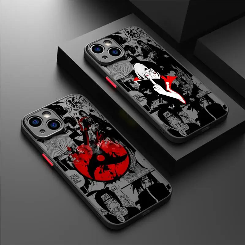 Narutos-ITACHIs Case For Apple iPhone 15 11 14 13 12 Pro 7 XR X XS Max 8 Plus 6 6S SE 2022 15Pro Black Matte Phone Funda